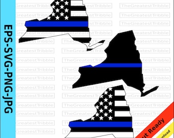 Thin Blue Line New York USA Flag Thin Blue Line American Flag eps svg png jpg Vector Graphic Clip Art New York clipart Support Our Police