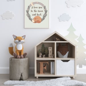 I love you to the moon and back Sleeping Fox Poster Nursery Room Decor Kids Room Decor Baby Gift PNG Woodland Nursery Decor Fox Wall Art image 2