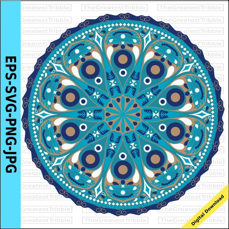 Download Mandala Clip Art Eps Svg Png Jpg Vector Graphic Clip Art Bohemian Tribal Pattern Outline Color Blue Clip Art Art Collectibles Lifepharmafze Com
