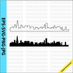 Silhueta do horizonte da cidade de Chicago Contorno do horizonte da cidade de Chicago eps svg png jpg Clipart gráfico vetorial Chicago Illinois