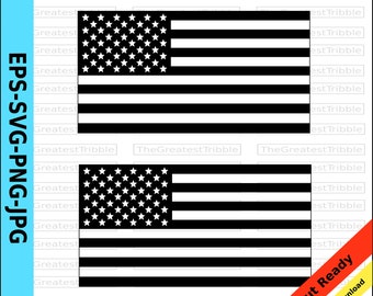 United States Flag Black and White eps svg png jpg Vector Graphic Clip Art  US Flag United States of America Black and White