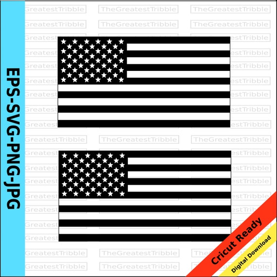 Download United States Flag Black And White Eps Svg Png Jpg Vector Etsy