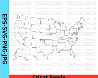 Zarys mapy stanów USA, grafika wektorowa, Alaska Hawaje, clipart (eps, svg, png, jpg)