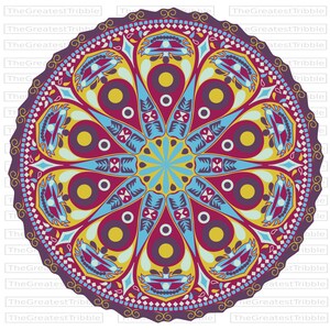 Mandala Clip Art eps svg png jpg Vector Graphic Clip Art Bohemian Tribal Pattern Outline Color Purple Yellow image 2