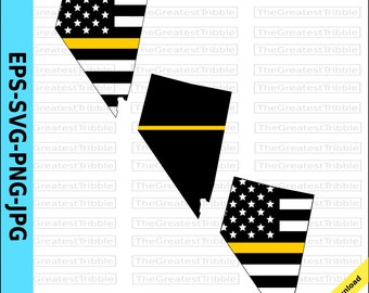 Thin Yellow Line Nevada USA Flag Thin Yellow Line Flag eps svg png Vector Nevada State clipart Support Our Dispatchers