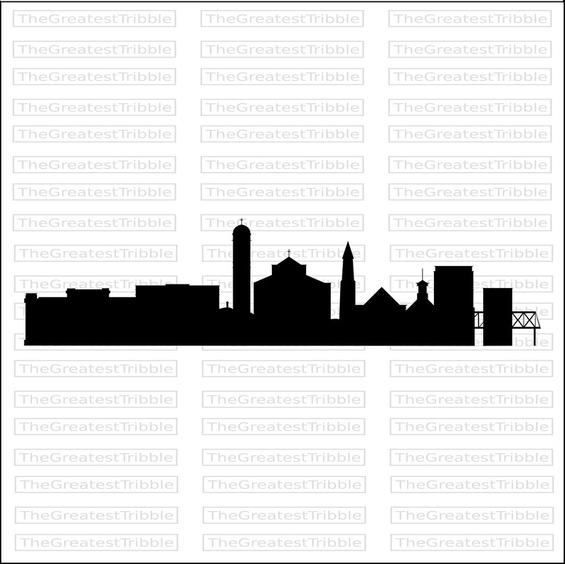 Cedar Falls City Skyline Silhouette Cedar Falls City Skyline Outline eps svg png jpg Vector Graphic Clip Art Cedar Falls Iowa