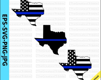 Thin Blue Line Texas USA Flag Thin Blue Line American Flag eps svg png jpg Vector Graphic Clip Art Texas State clipart Support Our Police