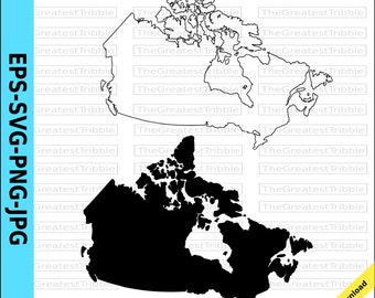 Canada Outline Map svg eps png jpg Vector Graphic Clip Art Silhouette Canada Map Canada Outline Canada