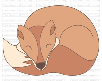 Sleeping Fox Clip Art SVG PNG JPG Vector Graphic Clip Art Animal Clip Art