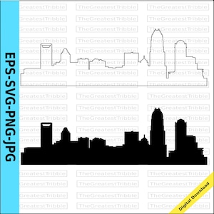 Charlotte City Skyline Silhouette Charlotte City Skyline Outline eps svg png jpg Vector Graphic Clip Art Charlotte North Carolina Silhouette
