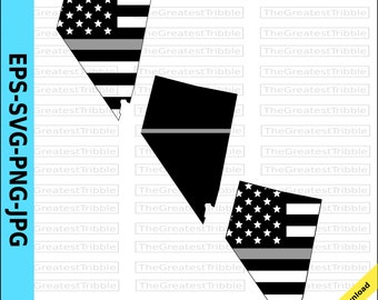 Thin Silver Line Nevada USA Flag Thin Silver Line Flag eps svg png jpg Vector Clip Art Nevada State Support Our Correctional Officers