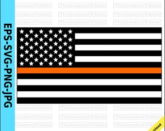 Thin Orange Line United States Flag eps svg png jpg Vector Graphic Clip Art  US Flag Support Our Search and Rescue