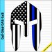 Spartan Helmet Front Thin Blue Line USA Flag American Flag eps svg png jpg Vector Graphic Clip Art Support Our Police
