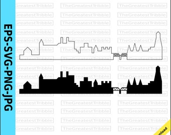 New Braunfels City Skyline Silhouette New Braunfels City Skyline Outline eps svg png jpg Vector Graphic Clip Art Texas