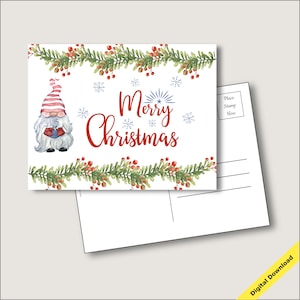 Cartolina di Buon Natale Gnome PNG Stampabile Cartolina natalizia Digitale Download Stampabile Biglietto di Auguri di Natale Stampabile Cartolina di Natale