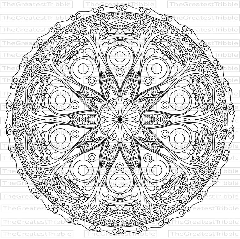 Mandala Clip Art eps svg png jpg Vector Graphic Clip Art Bohemian Tribal Pattern Outline Color Purple Yellow image 3