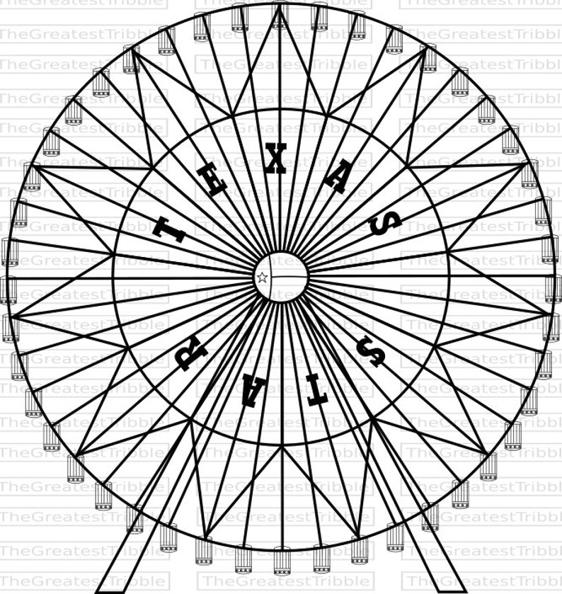 Ferris Wheel Texas Star Ferris Wheel SVG PNG JPG Vector Graphic Clip Art Black and White image 1