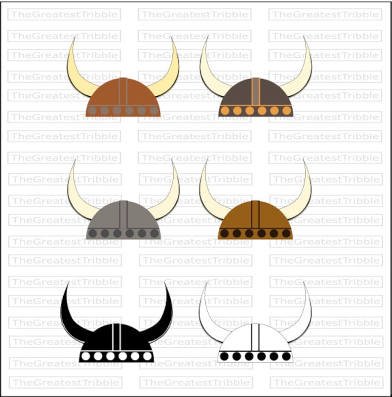 Viking Helmet Front SVG PNG JPG Vector Graphic Clip Art Color Outline image 1