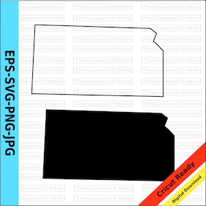 Kansas State Map svg png jpg eps Vector Graphic Clip Art Kansas State Outline Kansas Silhouette Cut File