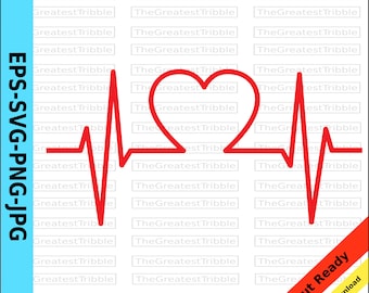 Heart EKG Clip Art eps svg png jpg Valentine Heart Digital Download Heart Cricut Heart EKG Cutting File EKG Heart Vector ekg Heart Clip Art