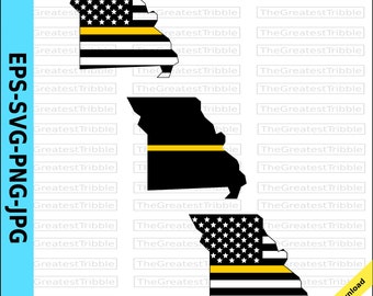 Thin Yellow Line Missouri USA Flag Thin Yellow Line Flag eps svg png jpg Vector Clip Art Missouri State clipart Support Our Dispatchers