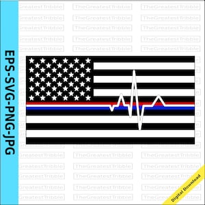 Delgada línea azul EKG Bandera delgada línea roja EE.UU. Bandera americana EKG eps svg png jpg Vector Gráfico Clip Clip Art Thin White Line