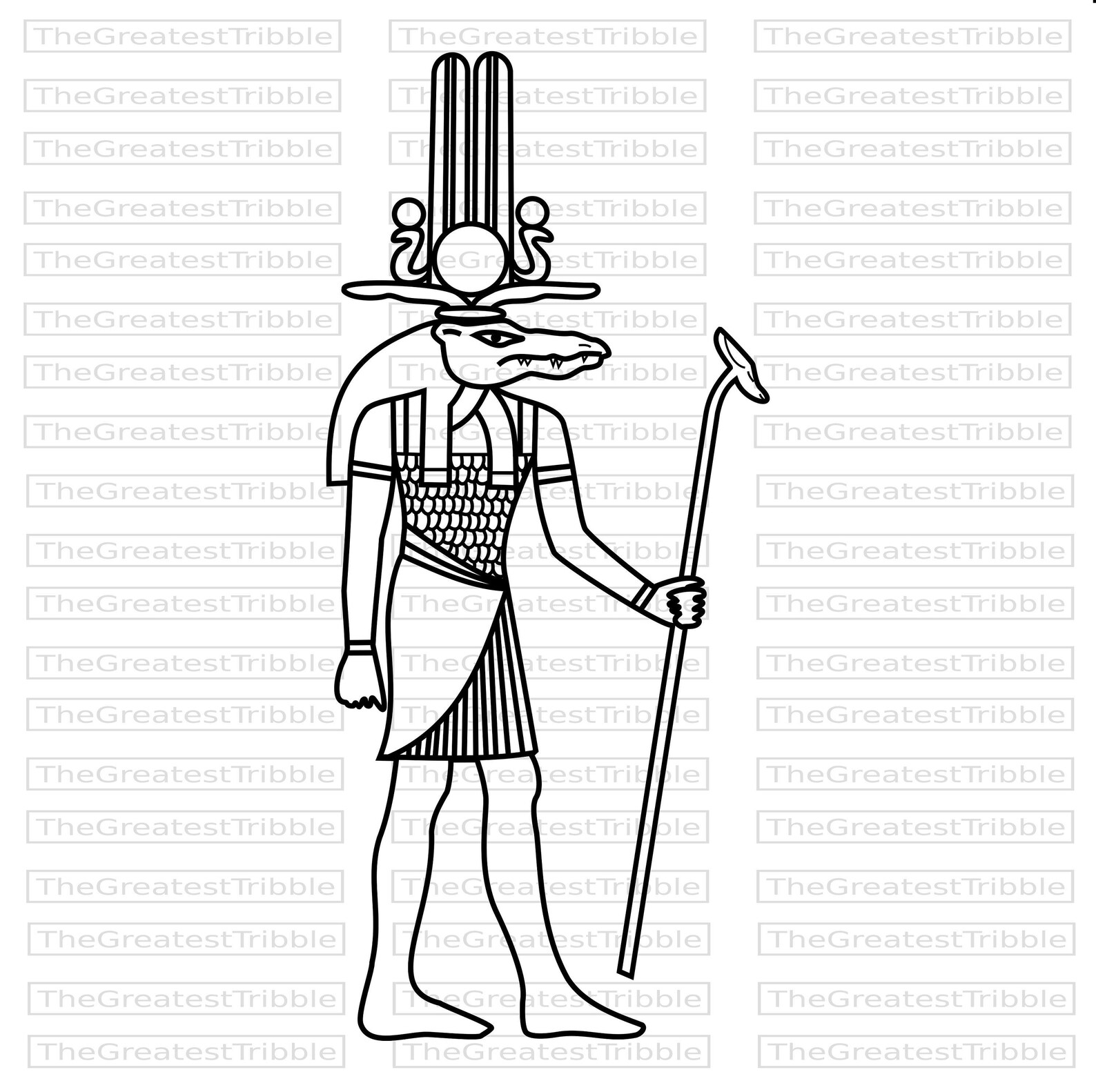 Sobek Egyptian God Clip Art Svg Png Jpg Eps Vector Graphic - Etsy