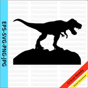 TRex Clip Art T Rex Silhouette Digital Dinosaur Decal svg png jpg eps Vector Clip Art Car Decal Car Window Decal Dinosaur Silhouette image 1