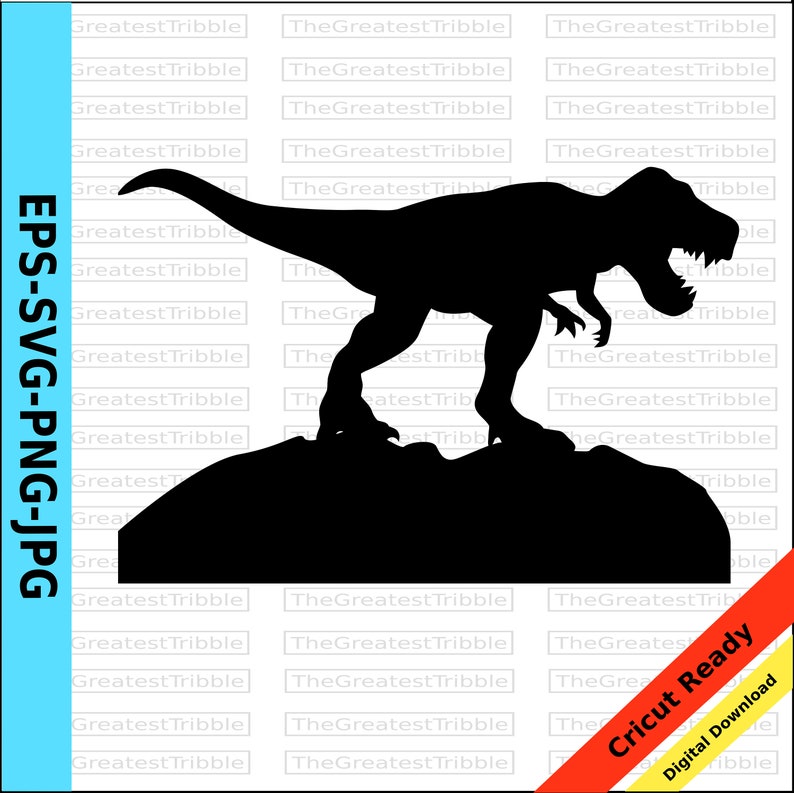 TRex Clip Art T Rex Silhouette Digital Dinosaur Decal svg png jpg eps Vector Clip Art Car Decal Car Window Decal Dinosaur Silhouette image 1