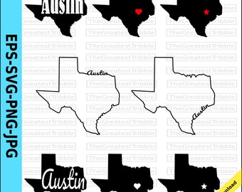 Texas Austin Heart Texas State Capital Star svg png jpg eps Vector Graphic Clip Art Austin Texas Home Austin Outline Typography Silhouette