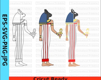 Bastet Egyptian Goddess Clip Art | Ancient Egypt Coloring Page | (svg png jpg eps)