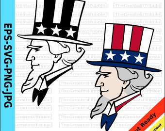 Uncle Sam Silhouette Uncle Sam Portrait USA Presidents Day eps svg png jpg Uncle Sam Vector Graphic Uncle Sam Clip Art Uncle Same Cricut