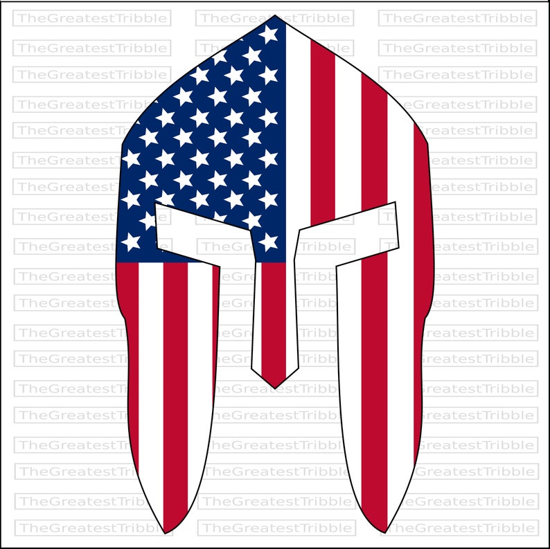 Spartan Helmet Front USA Flag American Flag eps svg png jpg Vector Graphic Clip Art image 2