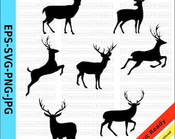 Deer Silhouette svg png jpg eps Vector Graphic Clip Art Cricut