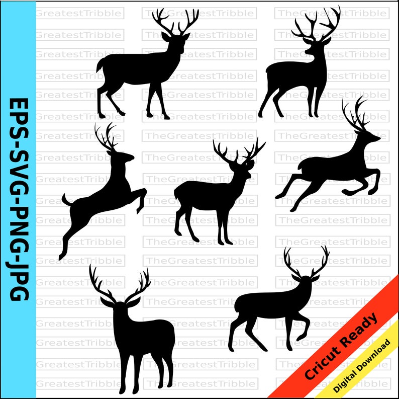 Deer Silhouette svg png jpg eps Vector Graphic Clip Art Cricut image 1