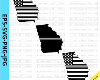 Thin Silver Line Georgia USA Flag Thin Silver Line Flag eps svg png jpg Vector Clip Art Georgia State Support Our Correctional Officers