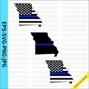 Dünne blaue Linie Missouri USA Flagge dünne blaue Linie Flagge eps Svg Png Jpg Vektor Grafik Clip Art Missouri State Clipart Unterstützen Sie unsere Polizei