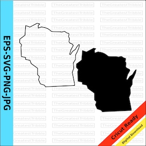 Wisconsin State Map svg png jpg eps Vector Graphic Clip Art Wisconsin State Outline Wisconsin Silhouette Wisconsin Cut File