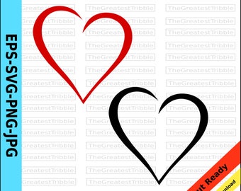 Heart Clip Art eps svg png jpg Valentine Heart Digital Download Printable Simple Heart Printable Clip Art Cricut Cutting File