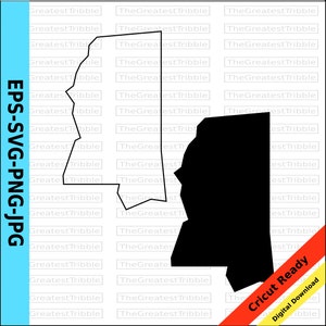 Mississippi State Map svg png jpg eps Vector Graphic Clip Art Mississippi State Outline Mississippi Silhouette Mississippi Cut fichier