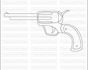 Handgun Pistol SVG PNG JPG Vector Graphic Clip Art [Outline]