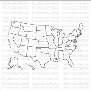 US States Map eps svg png jpg Vector Graphic Clip Art, Silhouette, Outline US Map Alaska Hawaii image 2