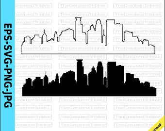 Minneapolis City Skyline Silhouette Minneapolis City Skyline Outline eps svg png jpg Vector Graphic Clip Art Minnesota