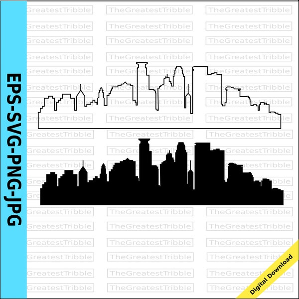 Minneapolis City Skyline Silhouette Minneapolis City Skyline Outline eps svg png jpg Vector Graphic Clip Art Minnesota