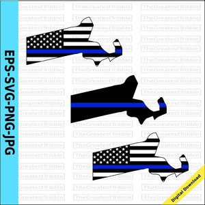 May include: A black and white outline of the state of Massachusetts with a blue line across the middle. The top half of the state is filled with the American flag, and the bottom half is solid black. The state is repeated twice in the image.