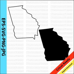 Georgia State Map svg png jpg eps Georgia Vector Clip Art Georgia State Outline Georgia Silhouette Georgia Cricut Georgia Cut File