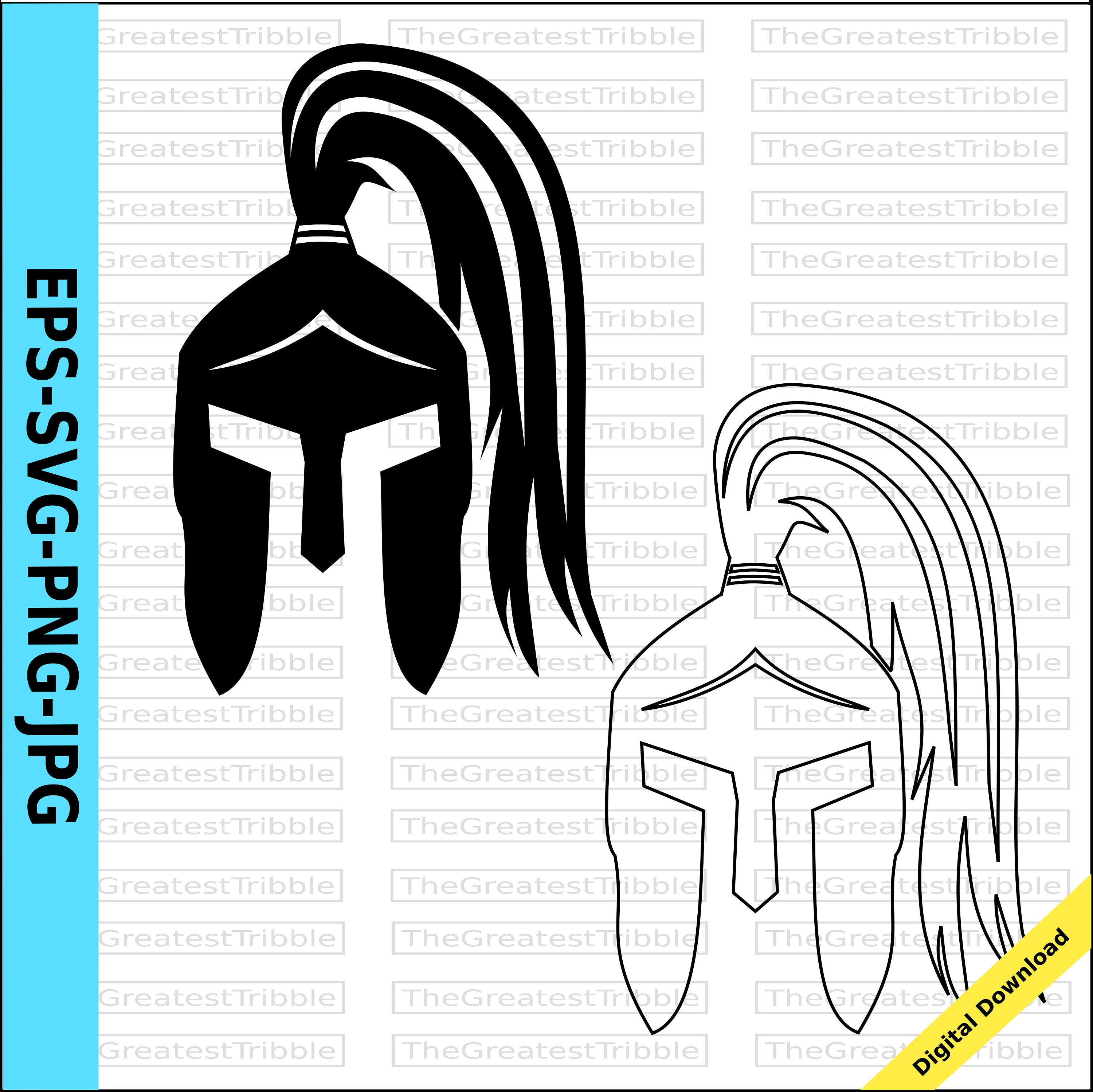 Female Spartan Helmet eps svg png jpg Spartan Ponytail Digital | Etsy