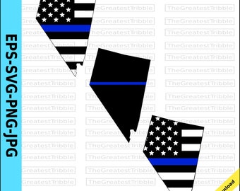 Thin Blue Line Nevada USA Flag Thin Blue Line American Flag eps svg png jpg Vector Graphic Clip Art Nevada State clipart Support Our Police