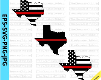 Thin Red Line Texas USA Flag Thin Red Line American Flag eps svg png jpg Vector Graphic Clip Art Texas Support Our Firefighters