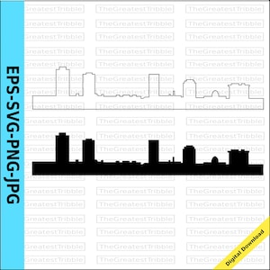 Denton City Skyline Silhouette Denton City Skyline Outline eps svg png jpg Vector Graphic Clip Art Denton Texas Silhouette